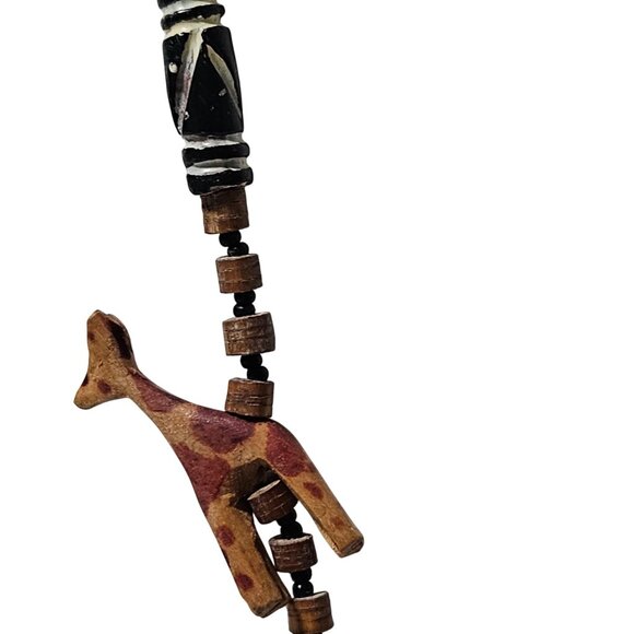 Handmade African Safari Wooden Animal Beaded Necklace Hand Carved Animals Tribal - Picture 4 of 6